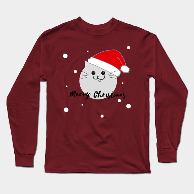 Merry Christmas Kitten Long Sleeve T-Shirt by WordsGames